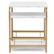 Compact faux marble nesting table in white with gold powder-coated steel frame, ideal for small spaces and versatile.